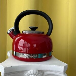 KitchenAid Classic Red Tea Kettle with Black Handle